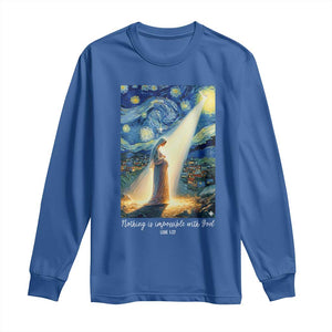 Virgin Mary Starry Night Long Sleeve Shirt Luke 2:11 Christian Faith - Print Your Wear