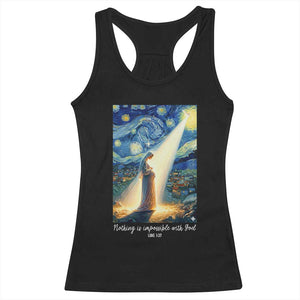 Virgin Mary Starry Night Racerback Tank Top Luke 2:11 Christian Faith - Print Your Wear