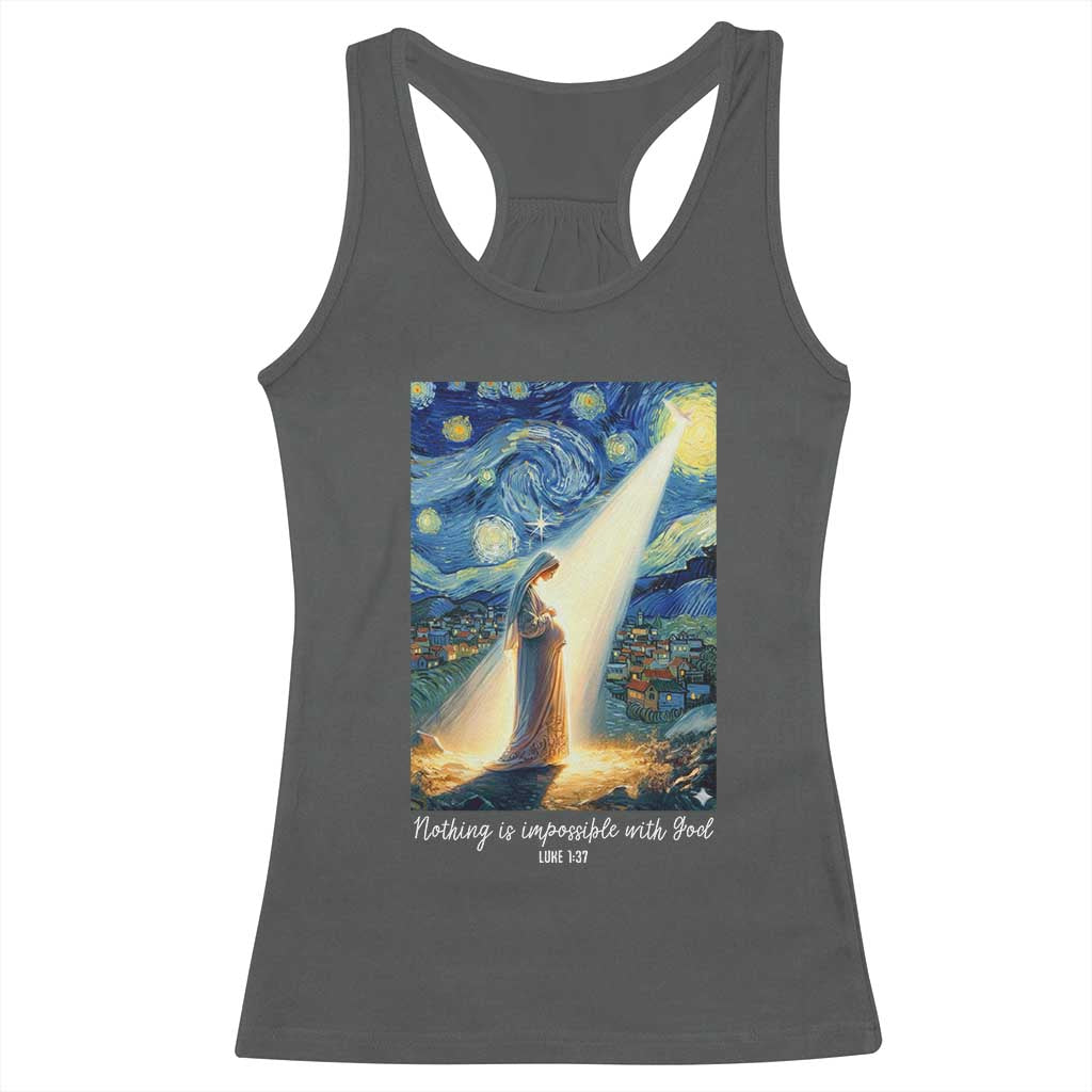 Virgin Mary Starry Night Racerback Tank Top Luke 2:11 Christian Faith TS14 Dark Heather Print Your Wear