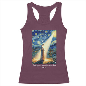 Virgin Mary Starry Night Racerback Tank Top Luke 2:11 Christian Faith - Print Your Wear