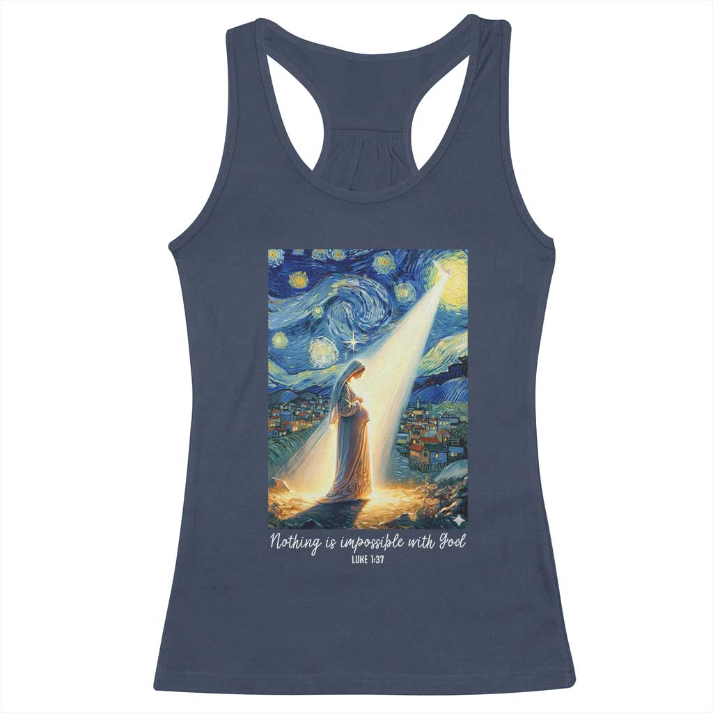 Virgin Mary Starry Night Racerback Tank Top Luke 2:11 Christian Faith TS14 Navy Print Your Wear