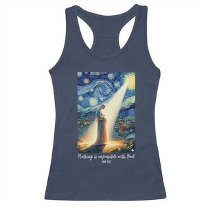 Virgin Mary Starry Night Racerback Tank Top Luke 2:11 Christian Faith - Print Your Wear