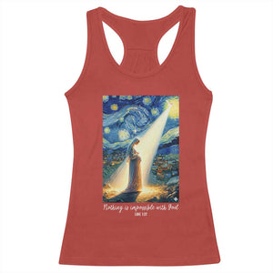 Virgin Mary Starry Night Racerback Tank Top Luke 2:11 Christian Faith - Print Your Wear