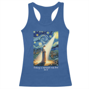Virgin Mary Starry Night Racerback Tank Top Luke 2:11 Christian Faith - Print Your Wear