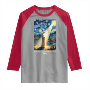 Virgin Mary Starry Night Raglan Shirt Luke 2:11 Christian Faith TS14 Sport Gray Red Print Your Wear