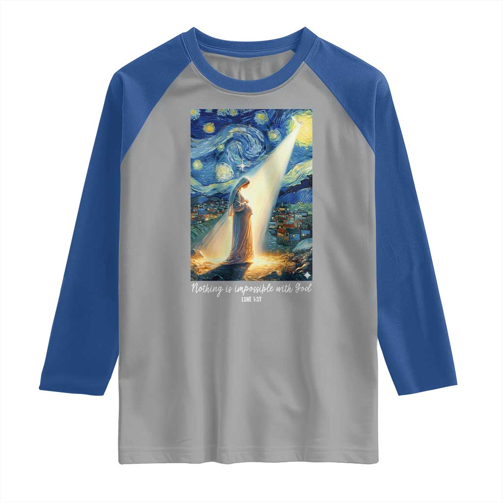 Virgin Mary Starry Night Raglan Shirt Luke 2:11 Christian Faith TS14 Sport Gray Royal Print Your Wear