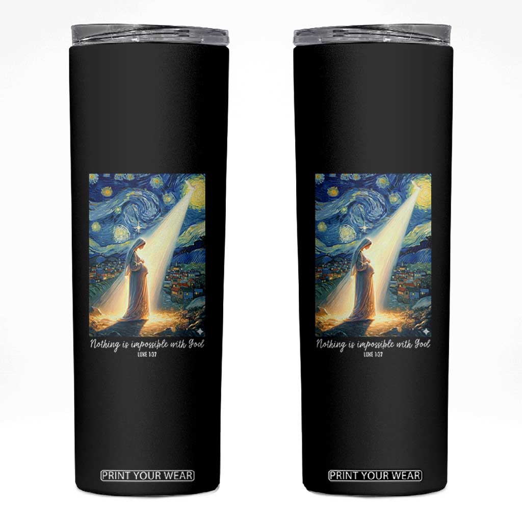 Virgin Mary Starry Night Skinny Tumbler Luke 2:11 Christian Faith TS14 Black Print Your Wear
