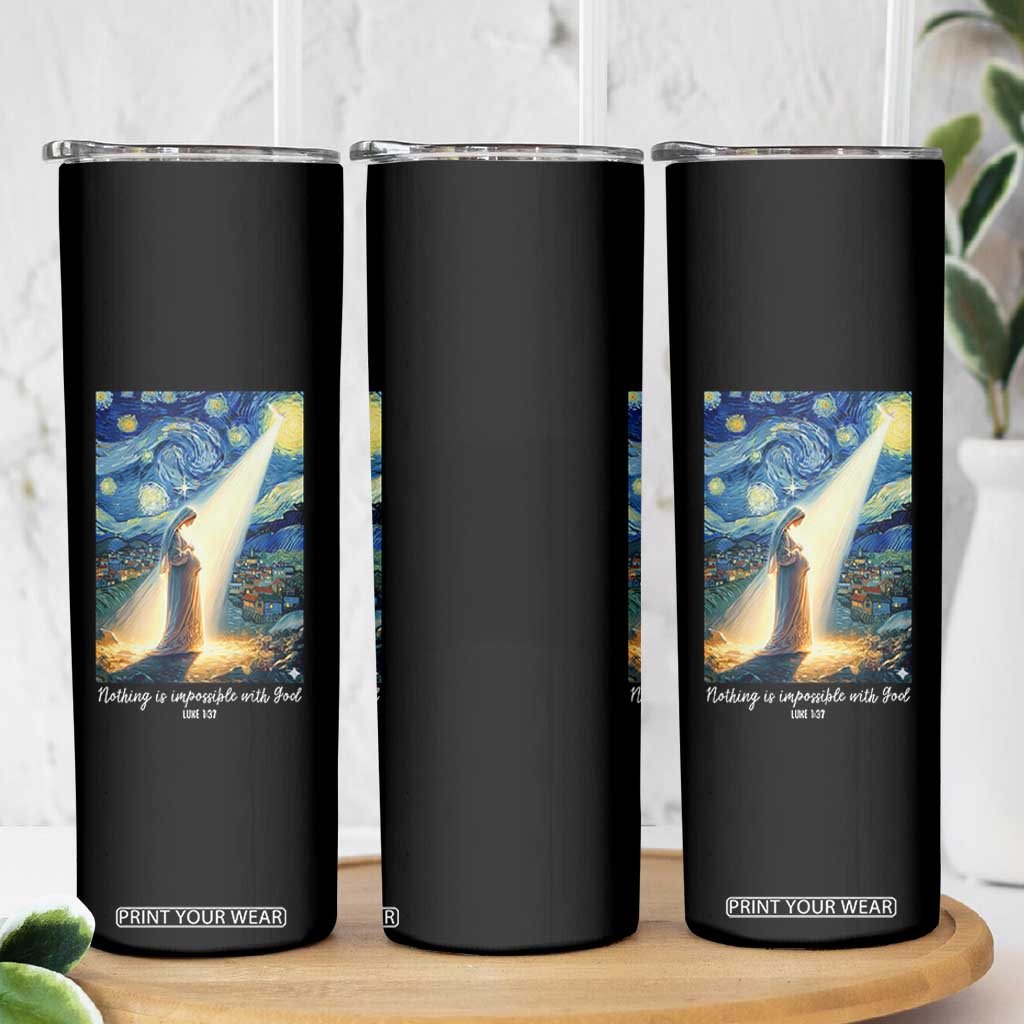 Virgin Mary Starry Night Skinny Tumbler Luke 2:11 Christian Faith TS14 Print Your Wear
