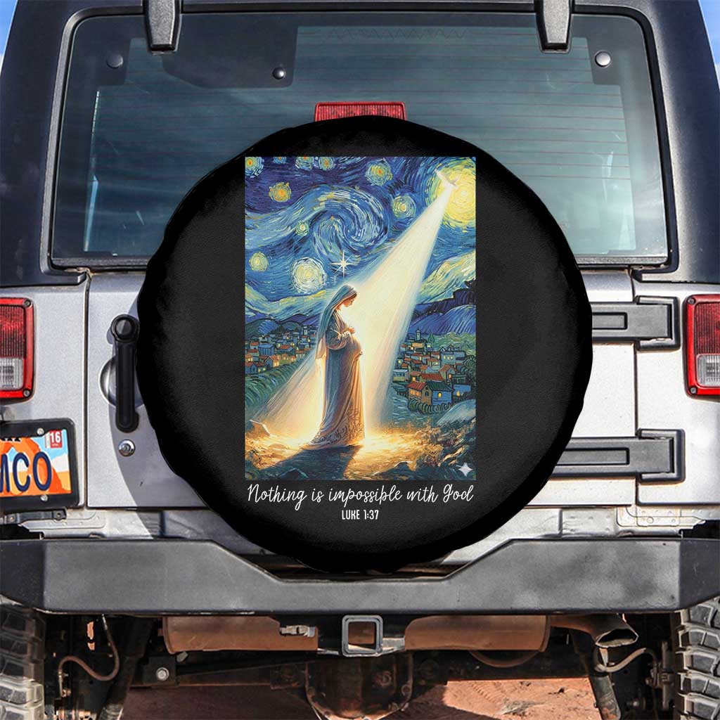 Virgin Mary Starry Night Spare Tire Cover Luke 2:11 Christian Faith TS14 No hole Black Print Your Wear
