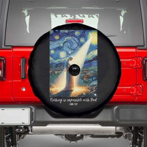 Virgin Mary Starry Night Spare Tire Cover Luke 2:11 Christian Faith TS14 Black Print Your Wear