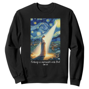 Virgin Mary Starry Night Sweatshirt Luke 2:11 Christian Faith - Print Your Wear
