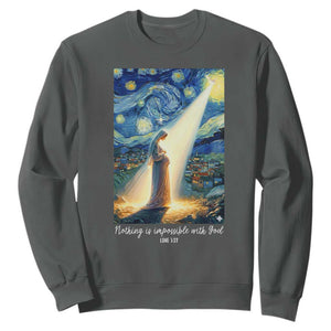 Virgin Mary Starry Night Sweatshirt Luke 2:11 Christian Faith - Print Your Wear