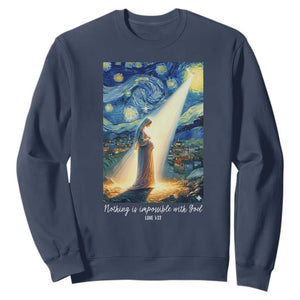 Virgin Mary Starry Night Sweatshirt Luke 2:11 Christian Faith - Print Your Wear