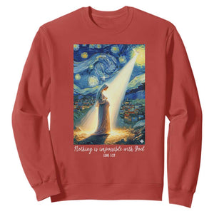Virgin Mary Starry Night Sweatshirt Luke 2:11 Christian Faith - Print Your Wear