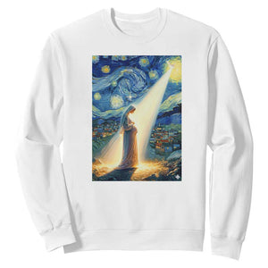 Virgin Mary Starry Night Sweatshirt Luke 2:11 Christian Faith - Print Your Wear