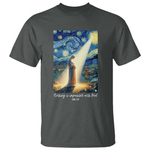 Virgin Mary Starry Night T Shirt Luke 2:11 Christian Faith TS14 Dark Heather Print Your Wear