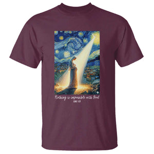 Virgin Mary Starry Night T Shirt Luke 2:11 Christian Faith TS14 Maroon Print Your Wear