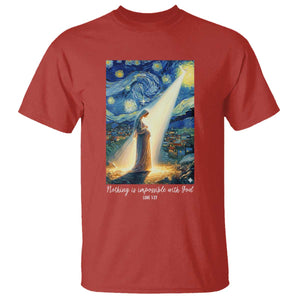 Virgin Mary Starry Night T Shirt Luke 2:11 Christian Faith TS14 Red Print Your Wear