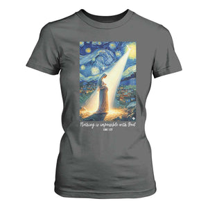 Virgin Mary Starry Night T Shirt For Women Luke 2:11 Christian Faith TS14 Dark Heather Print Your Wear