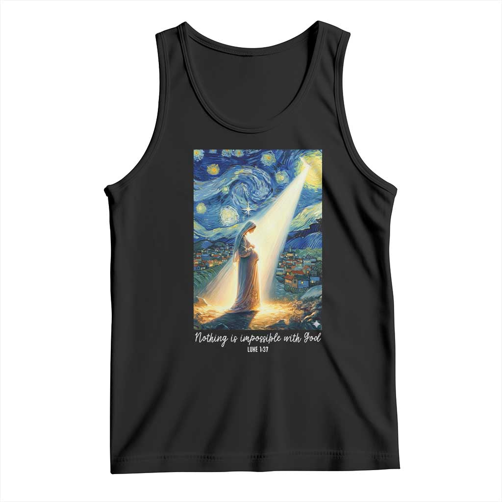 Virgin Mary Starry Night Tank Top Luke 2:11 Christian Faith TS14 Black Print Your Wear