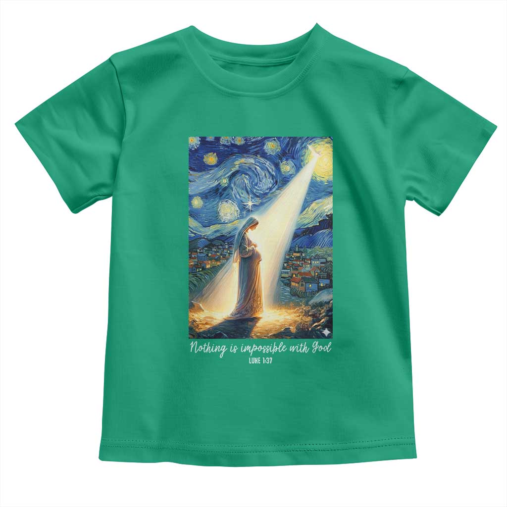 Virgin Mary Starry Night Toddler T Shirt Luke 2:11 Christian Faith TS14 Irish Green Print Your Wear