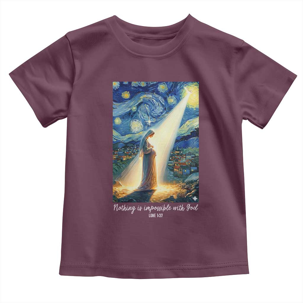 Virgin Mary Starry Night Toddler T Shirt Luke 2:11 Christian Faith TS14 Maroon Print Your Wear