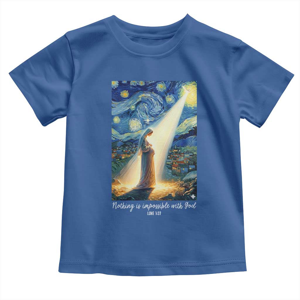 Virgin Mary Starry Night Toddler T Shirt Luke 2:11 Christian Faith TS14 Royal Blue Print Your Wear