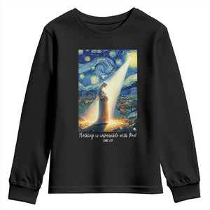 Virgin Mary Starry Night Youth Sweatshirt Luke 2:11 Christian Faith TS14 Black Print Your Wear