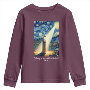 Virgin Mary Starry Night Youth Sweatshirt Luke 2:11 Christian Faith TS14 Maroon Print Your Wear