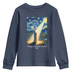 Virgin Mary Starry Night Youth Sweatshirt Luke 2:11 Christian Faith TS14 Navy Print Your Wear