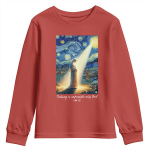 Virgin Mary Starry Night Youth Sweatshirt Luke 2:11 Christian Faith TS14 Red Print Your Wear