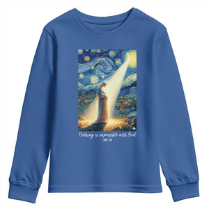 Virgin Mary Starry Night Youth Sweatshirt Luke 2:11 Christian Faith TS14 Royal Blue Print Your Wear