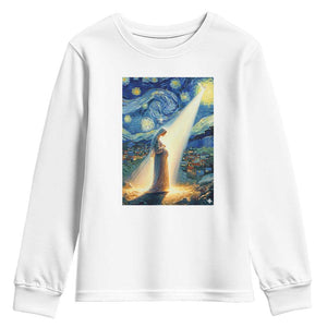 Virgin Mary Starry Night Youth Sweatshirt Luke 2:11 Christian Faith TS14 White Print Your Wear