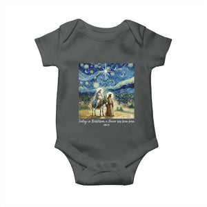 Bethlehem Starry Night Baby Onesie Nativity Luke 2:11 Christian Christmas TS14 Dark Heather Print Your Wear