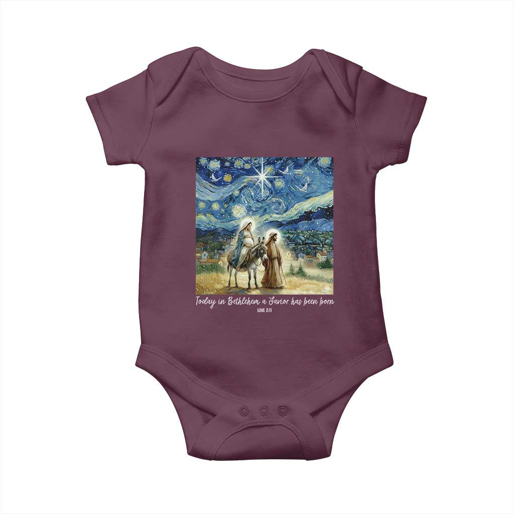 Bethlehem Starry Night Baby Onesie Nativity Luke 2:11 Christian Christmas TS14 Maroon Print Your Wear