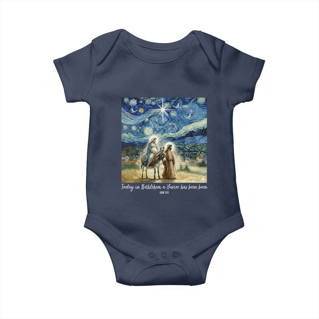 Bethlehem Starry Night Baby Onesie Nativity Luke 2:11 Christian Christmas TS14 Navy Print Your Wear