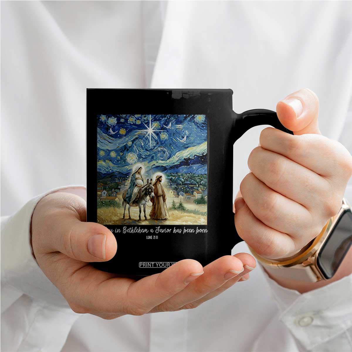 Bethlehem Starry Night Coffee Mug Nativity Luke 2:11 Christian Christmas TS14 Print Your Wear