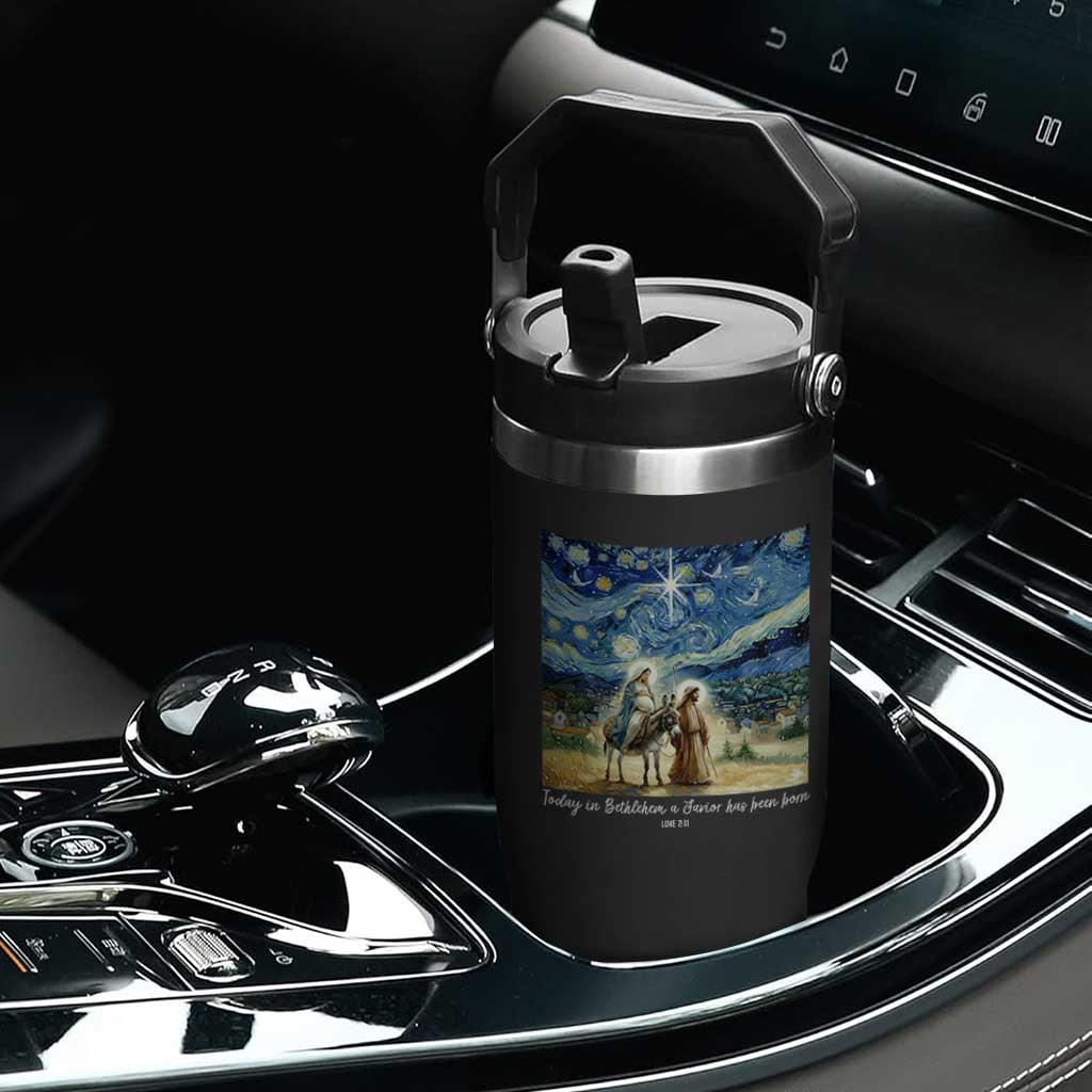 Bethlehem Starry Night Flip Straw Tumbler Nativity Luke 2:11 Christian Christmas TS14 Print Your Wear