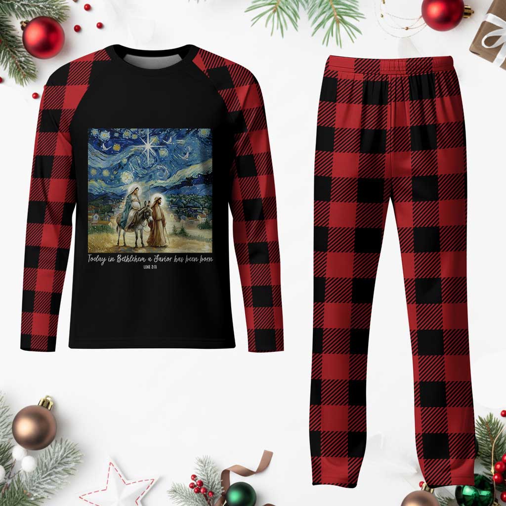 Bethlehem Starry Night Plaid Pajama Set Nativity Luke 2:11 Christian Christmas TS14 Buffalo Plaid Print Your Wear