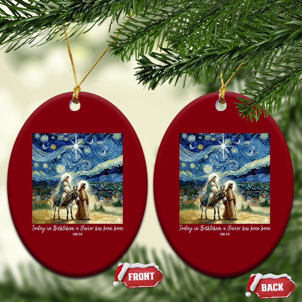 Bethlehem Starry Night Ceramic Ornament Nativity Luke 2:11 Christian Xmas TS14 Print Your Wear