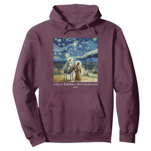 Bethlehem Starry Night Hoodie Nativity Luke 2:11 Christian Christmas TS14 Maroon Print Your Wear