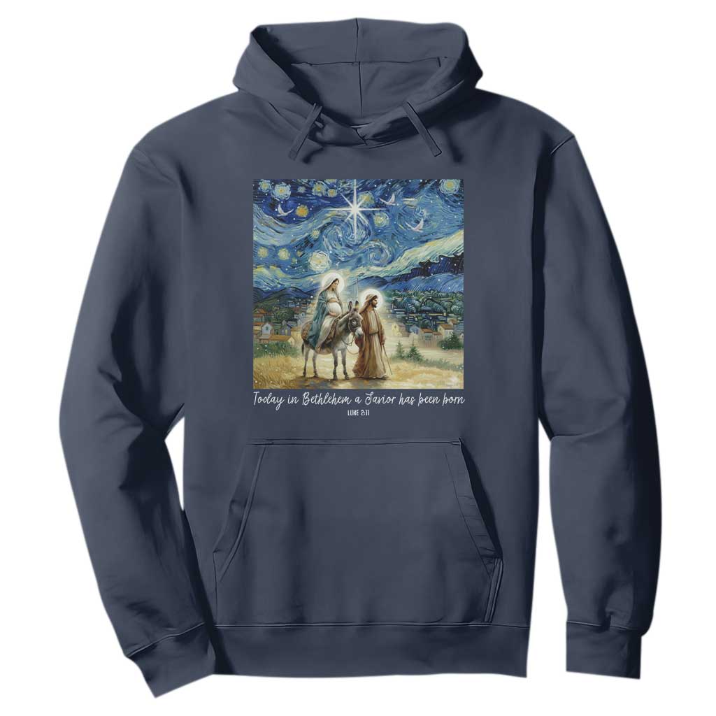 Bethlehem Starry Night Hoodie Nativity Luke 2:11 Christian Christmas TS14 Navy Print Your Wear