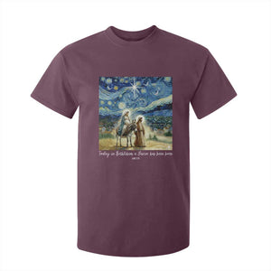 Bethlehem Starry Night T Shirt For Kid Nativity Luke 2:11 Christian Christmas TS14 Maroon Print Your Wear