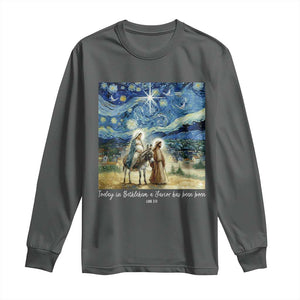 Bethlehem Starry Night Long Sleeve Shirt Nativity Luke 2:11 Christian Christmas - Print Your Wear