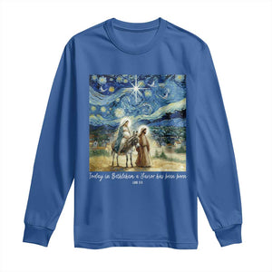 Bethlehem Starry Night Long Sleeve Shirt Nativity Luke 2:11 Christian Christmas - Print Your Wear