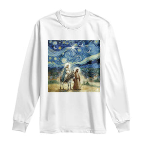 Bethlehem Starry Night Long Sleeve Shirt Nativity Luke 2:11 Christian Christmas - Print Your Wear