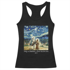 Bethlehem Starry Night Racerback Tank Top Nativity Luke 2:11 Christian Christmas - Print Your Wear