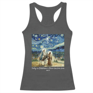 Bethlehem Starry Night Racerback Tank Top Nativity Luke 2:11 Christian Christmas - Print Your Wear