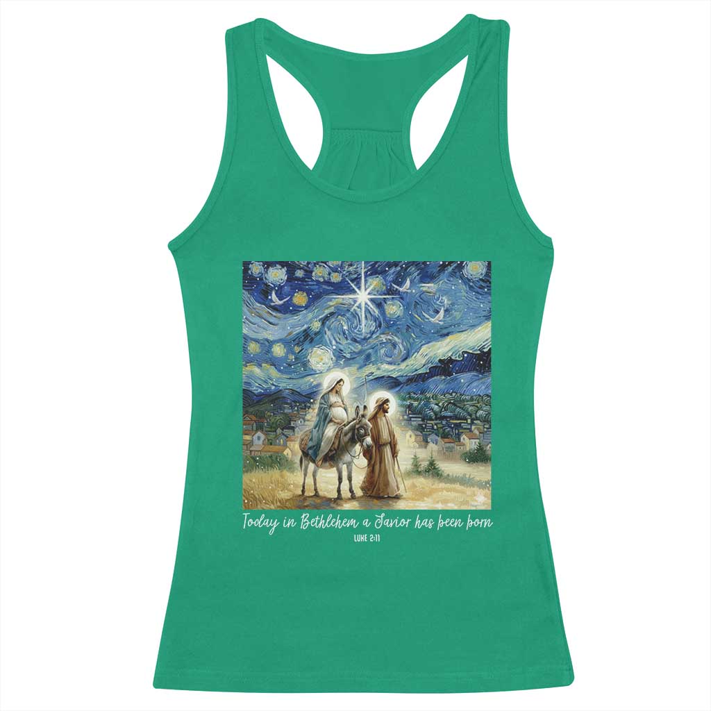 Bethlehem Starry Night Racerback Tank Top Nativity Luke 2:11 Christian Christmas - Print Your Wear