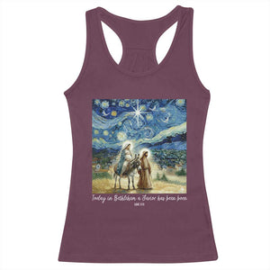 Bethlehem Starry Night Racerback Tank Top Nativity Luke 2:11 Christian Christmas - Print Your Wear